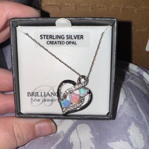 Brilliance Sterling Silver Opal Heart Necklace